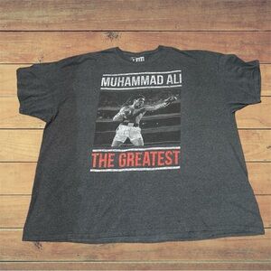 Muhammad Ali-Men T-Shirt-Size 5XL Gray/Graphic Print-Short Sleeve-Boxing